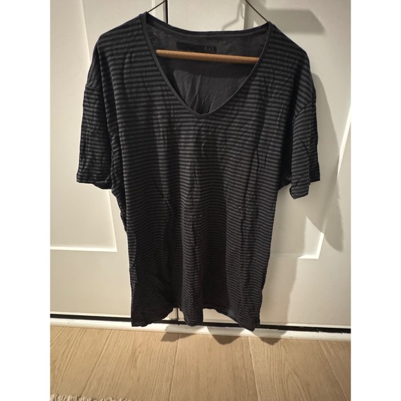 Cotton On Other - Cotton On Mens Striped V Neck T Shirt Dark Gray Black XXL